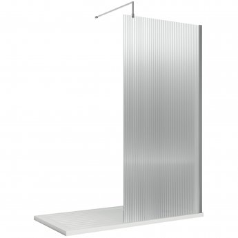Nuie Fluted Chrome 1850mm Wet Room Glass Shower Screen