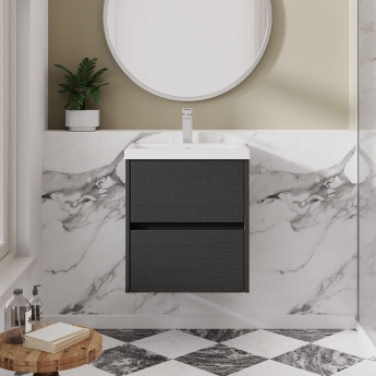 Havana Wall Hung 2-Drawer Vanity Unit with Basin 1 500mm Wide - Graphite Grey | Product Image