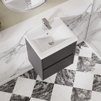 Havana Wall Hung 2-Drawer Vanity Unit with Basin 1 500mm Wide - Graphite Grey | Product Image