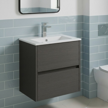 Havana Wall Hung 2-Drawer Vanity Unit with Basin 2 500mm Wide - Graphite Grey