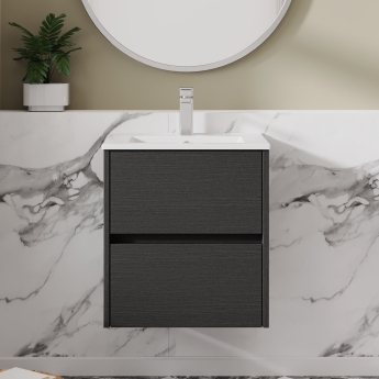 Havana Wall Hung 2-Drawer Vanity Unit with Basin 2 500mm Wide - Graphite Grey | Product Image