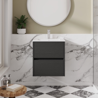 Havana Wall Hung 2-Drawer Vanity Unit with Basin 2 500mm Wide - Graphite Grey | Product Image