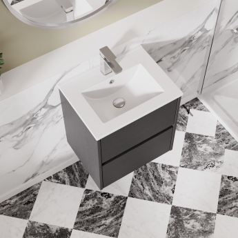 Havana Wall Hung 2-Drawer Vanity Unit with Basin 2 500mm Wide - Graphite Grey | Product Image