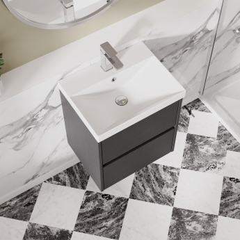 Havana Wall Hung 2-Drawer Vanity Unit with Basin 3 500mm Wide - Graphite Grey | Product Image