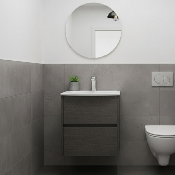 Havana Wall Hung 2-Drawer Vanity Unit with Basin 4 500mm Wide - Graphite Grey