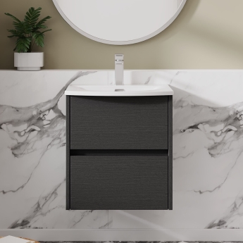 Havana Wall Hung 2-Drawer Vanity Unit with Basin 4 500mm Wide - Graphite Grey | Product Image