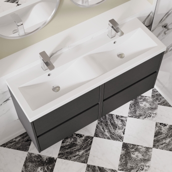 Havana Wall Hung 4-Drawer Vanity Unit with Double Polymarble Basin 1200mm Wide - Graphite Grey | Product Image