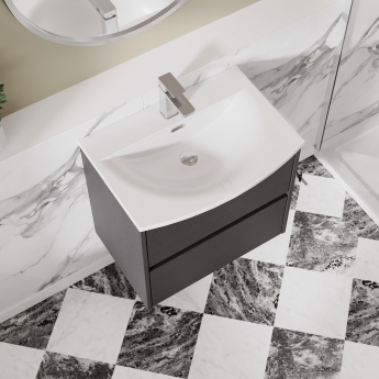 Havana Wall Hung 2-Drawer Vanity Unit with Basin 4 600mm Wide - Graphite Grey