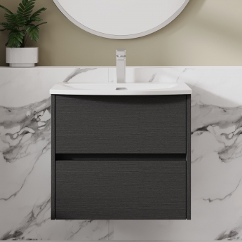 Havana Wall Hung 2-Drawer Vanity Unit with Basin 4 600mm Wide - Graphite Grey