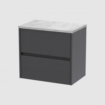 Havana Wall Hung 2-Drawer Vanity Unit with Bellato Grey Worktop 600mm Wide - Graphite Grey