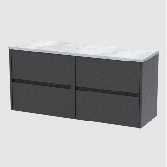 Havana Wall Hung 4-Drawer Vanity Unit with Bellato Grey Worktop 1200mm Wide - Graphite Grey Woodgrain | Product Image