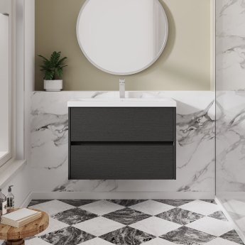 Havana Wall Hung 2-Drawer Vanity Unit with Basin 1 800mm Wide - Graphite Grey | Product Image