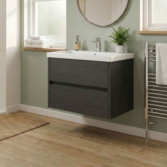 Havana Wall Hung 2-Drawer Vanity Unit with Basin 1 800mm Wide - Graphite Grey