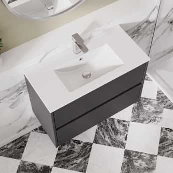 Havana Wall Hung 2-Drawer Vanity Unit with Basin 2 800mm Wide - Graphite Grey | Product Image