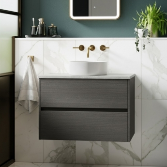 Havana 800mm 2-Drawer Wall Hung Vanity Unit with Countertop
