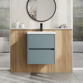 Havana Wall Hung 2-Drawer Vanity Unit with Basin 1 500mm Wide - Coastal Grey | Product Image