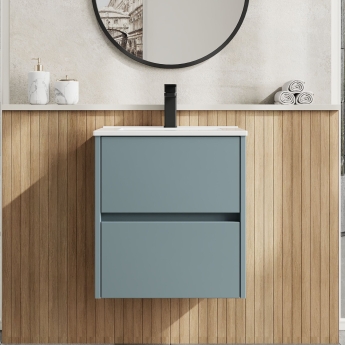 Havana Wall Hung 2-Drawer Vanity Unit with Basin 2 500mm Wide - Coastal Grey | Product Image