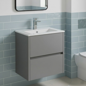 Havana Wall Hung 2-Drawer Vanity Unit with Basin 2 500mm Wide - Coastal Grey