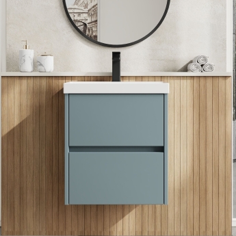Havana Wall Hung 2-Drawer Vanity Unit with Basin 3 500mm Wide - Coastal Grey | Product Image