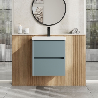 Havana Wall Hung 2-Drawer Vanity Unit with Basin 3 500mm Wide - Coastal Grey | Product Image