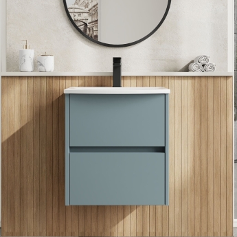 Havana Wall Hung 2-Drawer Vanity Unit with Basin 4 500mm Wide - Coastal Grey | Product Image