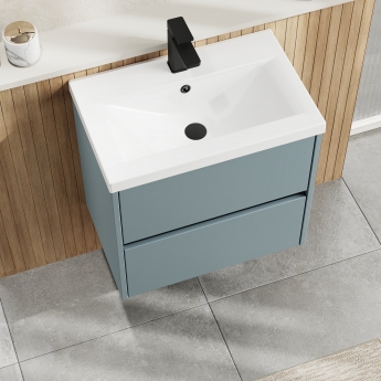 Havana Wall Hung 2-Drawer Vanity Unit with Basin 1 600mm Wide - Coastal Grey