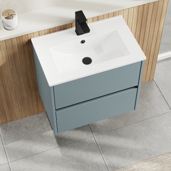 Havana Wall Hung 2-Drawer Vanity Unit with Basin 2 600mm Wide - Coastal Grey