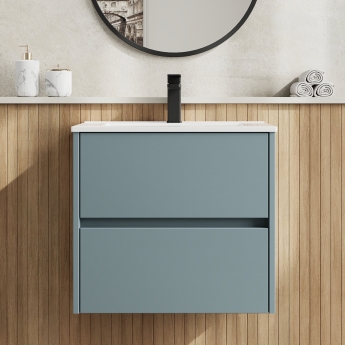 Havana Wall Hung 2-Drawer Vanity Unit with Basin 2 600mm Wide - Coastal Grey