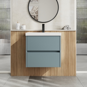 Havana Wall Hung 2-Drawer Vanity Unit with Basin 3 600mm Wide - Coastal Grey