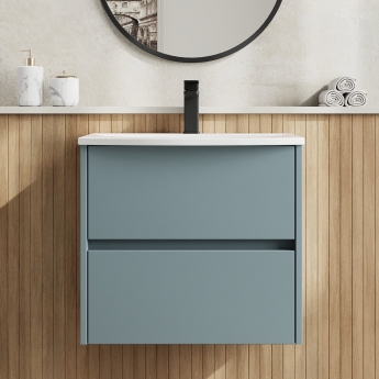 Havana Wall Hung 2-Drawer Vanity Unit with Basin 4 600mm Wide - Coastal Grey