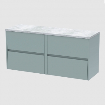 Havana Wall Hung 4-Drawer Vanity Unit with Bellato Grey Worktop 1200mm Wide - Coastal Grey | Product Image