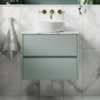 Havana 600mm 2-Drawer Wall Hung Vanity Unit with Countertop