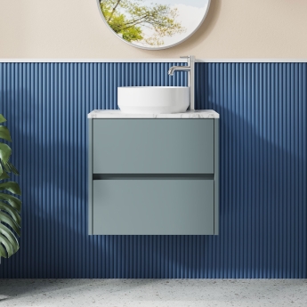 Havana 600mm 2-Drawer Wall Hung Vanity Unit with Countertop | Product Image