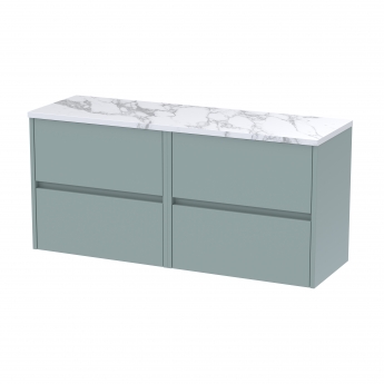 Havana Wall Hung 4-Drawer Vanity Unit with Carrera Marble Worktop 1200mm Wide - Coastal Grey | Product Image