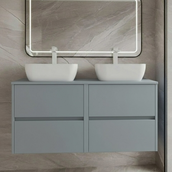 Havana Wall Hung 4-Drawer Vanity Unit with Worktop 1200mm Wide - Coastal Grey