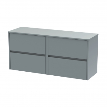 Havana Wall Hung 4-Drawer Vanity Unit with Worktop 1200mm Wide - Coastal Grey
