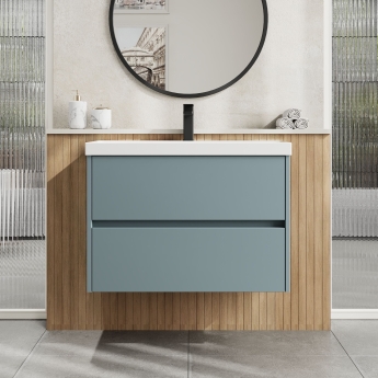 Havana Wall Hung 2-Drawer Vanity Unit with Basin 3 800mm Wide - Coastal Grey | Product Image