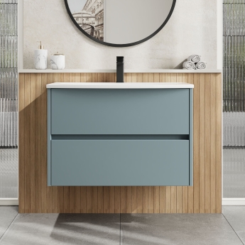Havana Wall Hung 2-Drawer Vanity Unit with Basin 4 800mm Wide - Coastal Grey | Product Image