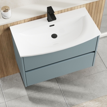 Havana Wall Hung 2-Drawer Vanity Unit with Basin 4 800mm Wide - Coastal Grey | Product Image
