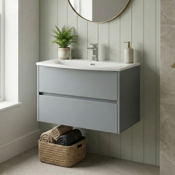 Havana Wall Hung 2-Drawer Vanity Unit with Basin 4 800mm Wide - Coastal Grey