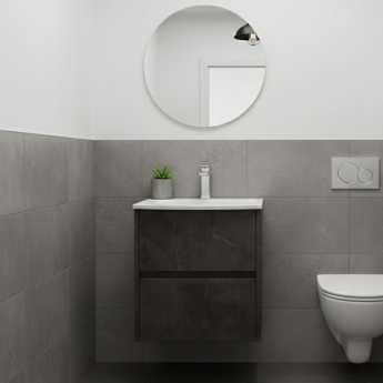 Havana Wall Hung 2-Drawer Vanity Unit with Basin 4 500mm Wide - Metallic Slate