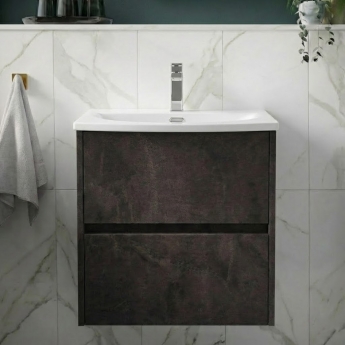 Havana Wall Hung 2-Drawer Vanity Unit with Basin 4 600mm Wide - Metallic Slate