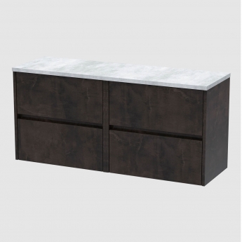 Havana Wall Hung 4-Drawer Vanity Unit with Bellato Grey Worktop 1200mm Wide - Metallic Slate | Product Image