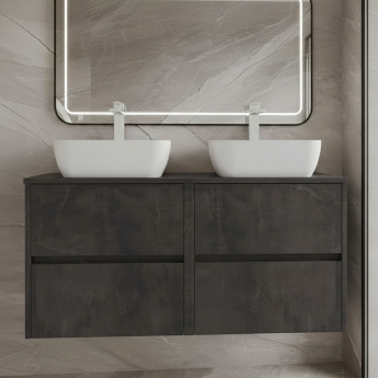 Havana Wall Hung 4-Drawer Vanity Unit with Worktop 1200mm Wide - Metallic Slate