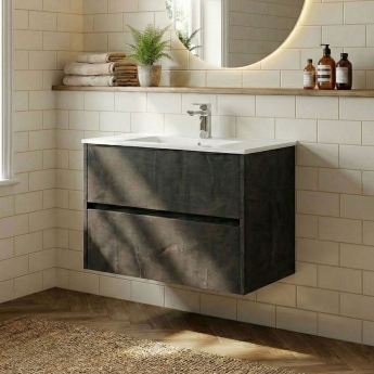 Havana Wall Hung 2-Drawer Vanity Unit with Basin 2 800mm Wide - Metallic Slate