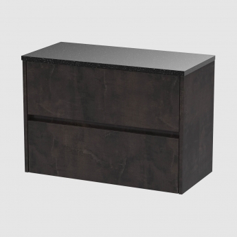 Havana Wall Hung 2-Drawer Vanity Unit with Sparkling Black Worktop 800mm Wide - Metallic Slate