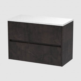 Havana Wall Hung 2-Drawer Vanity Unit with Sparkling White Worktop 800mm Wide - Metallic Slate