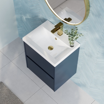Havana Wall Hung 2-Drawer Vanity Unit with Basin 1 500mm Wide - Midnight Blue | Product Image