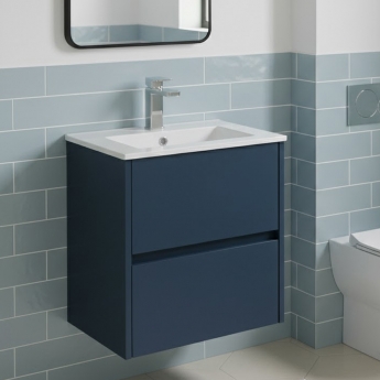 Havana Wall Hung 2-Drawer Vanity Unit with Basin 2 500mm Wide - Midnight Blue