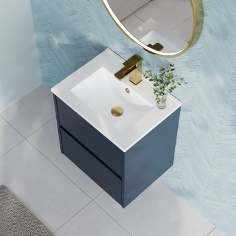 Havana Wall Hung 2-Drawer Vanity Unit with Basin 2 500mm Wide - Midnight Blue | Product Image